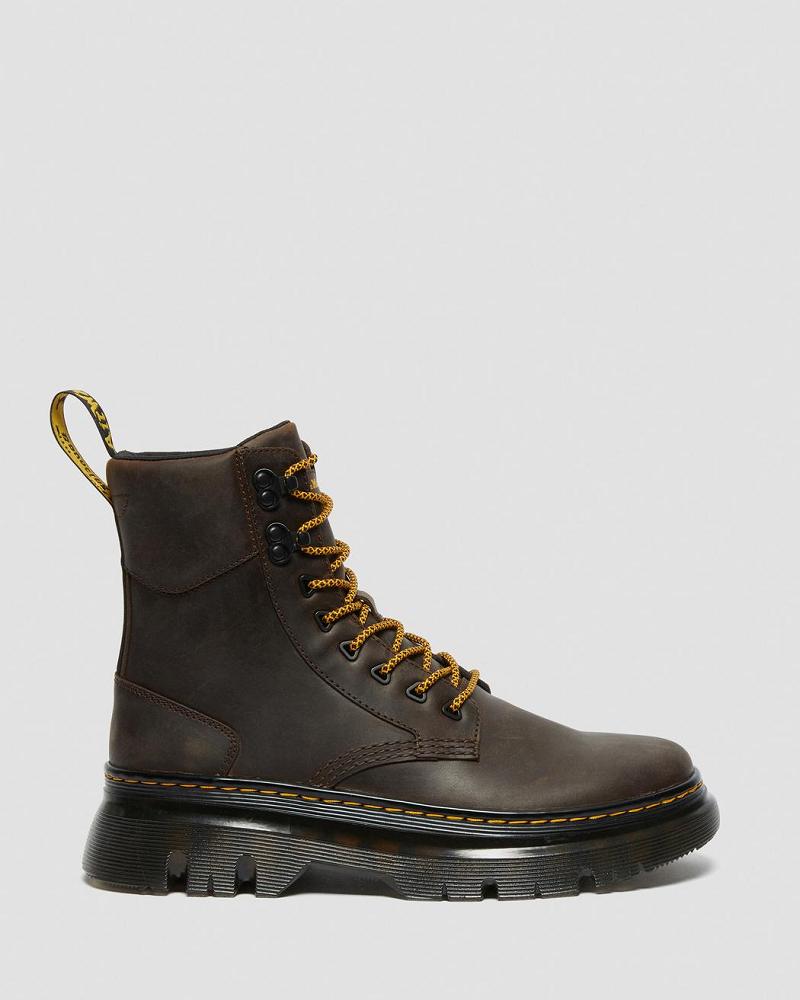 Dark / Brown Men's Dr Martens Tarik Crazy Horse Leather Utility Ankle Boots | CA 447ILH